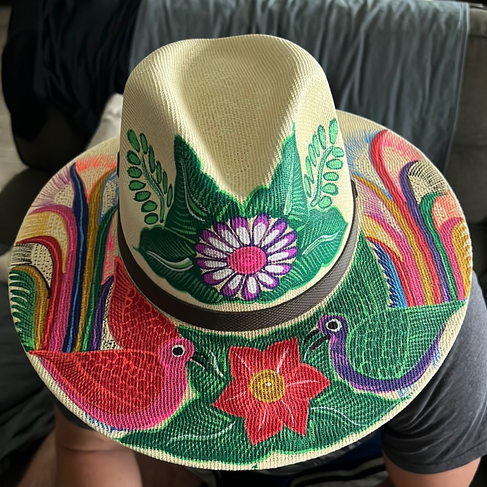 Sombrero Artesanal- hand painted hat size Medium
